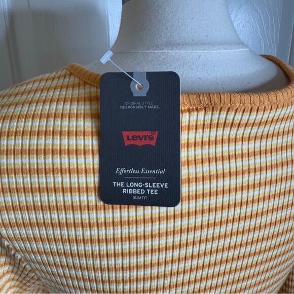 Levi’s Long Sleeve Britt Snap Front Striped Ribbed Top Womens Plus Size 1X New - Picture 10 of 13